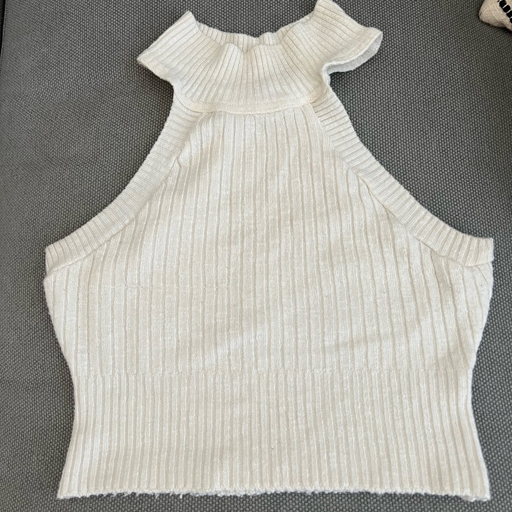 🤍 Women’s Sleeveless Crop Sweater-knit Halter Top
